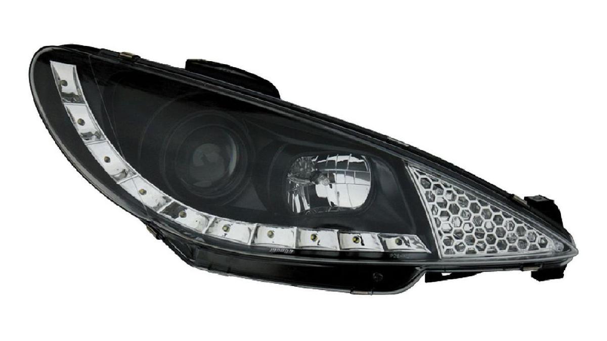 Set+de+phares+look-diurnes+sur+mesure+pour+Peugeot+206+1998-2002+excl.+GTi+-+Noir